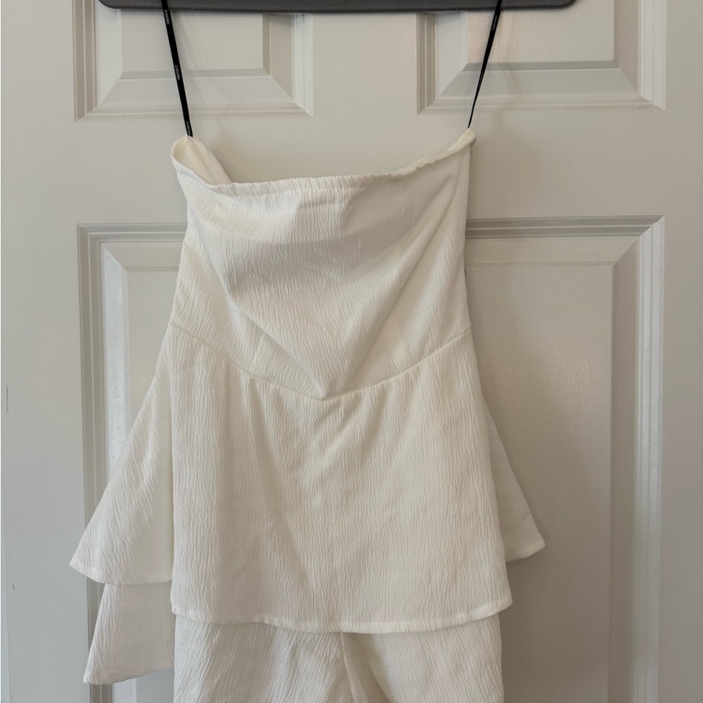 Cream Strapless Ruffle Romper - Picture 6 of 7